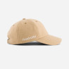 casquette beige avec inscription rive droite brodé blanc côté