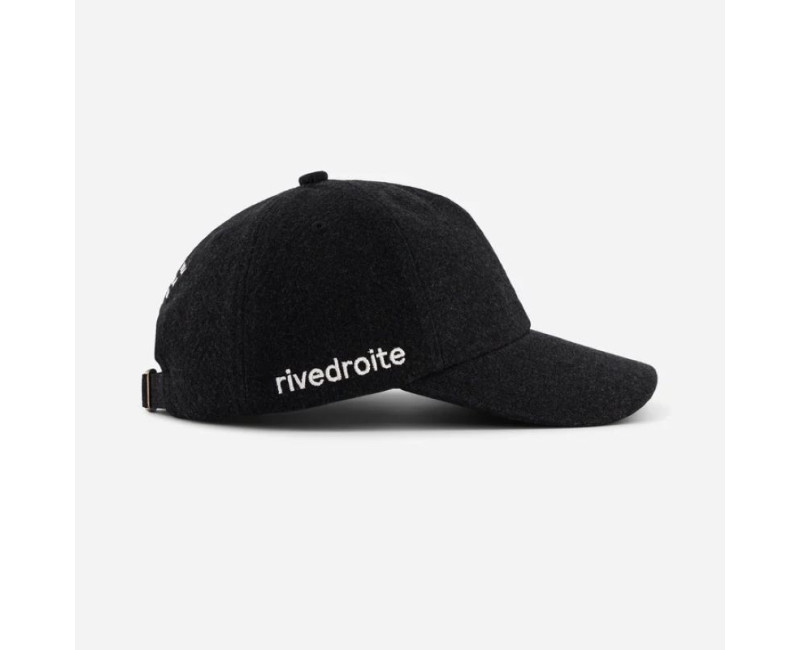 casquette noire inscription rive droite brodé blanc côté casquette noire inscription rive droite brodé blanc côté