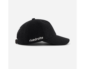 casquette noire inscription rive droite brodé blanc côté