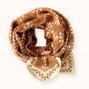 foulard coton rouille damiers blancs imprimé tigre