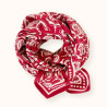 foulard coton rouge motifs fleurs blanches