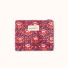 Pochette zippée fleuris couleur cerises, marine et beige