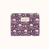 pochette zippée fleuris prune, rose pale et parme