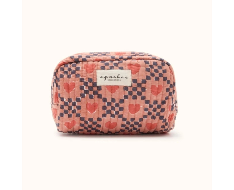 trousse rouille imprimés damiers marine et cœurs rouge trousse rouille imprimés damiers marine et cœurs rouge