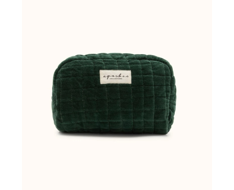 trousse matelassée en velours vert foret trousse matelassée en velours vert foret