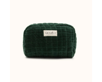 trousse matelassée en velours vert foret