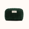 trousse matelassée en velours vert foret