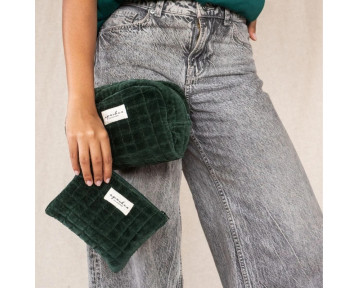 Petite trousse Gaya Apaches - Velours lisse forest