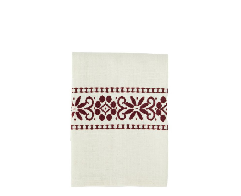 Torchon broderie bordeaux
