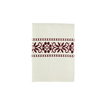 Torchon broderie bordeaux
