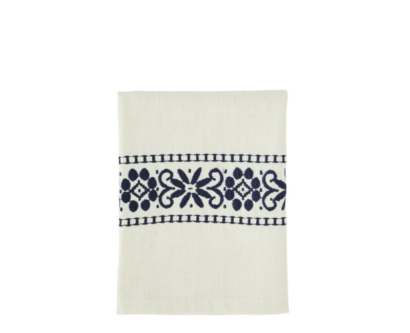 Torchon broderie bleu