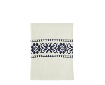 Torchon broderie bleu