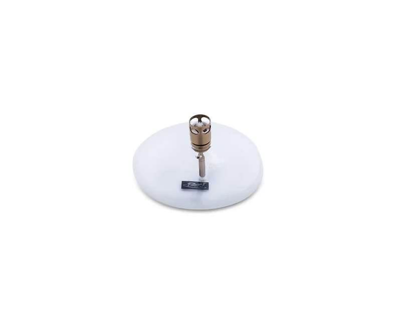 Lampe à huile transparente en verre en forme de galet, bouchon en laiton