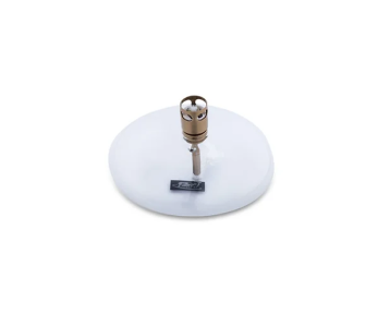 Lampe à huile transparente en verre en forme de galet, bouchon en laiton