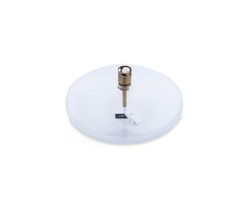 Lampe à huile transparente en verre en forme de galet, bouchon en laiton