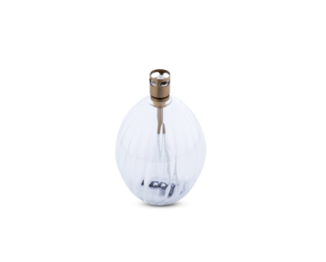Lampe à huile en verre transparent strié forme ovale