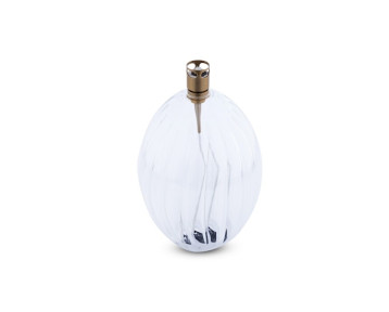 Lampe à huile en verre transparent strié forme ovale
