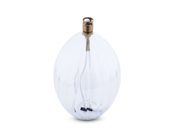 Lampe à huile en verre transparent strié forme ovale