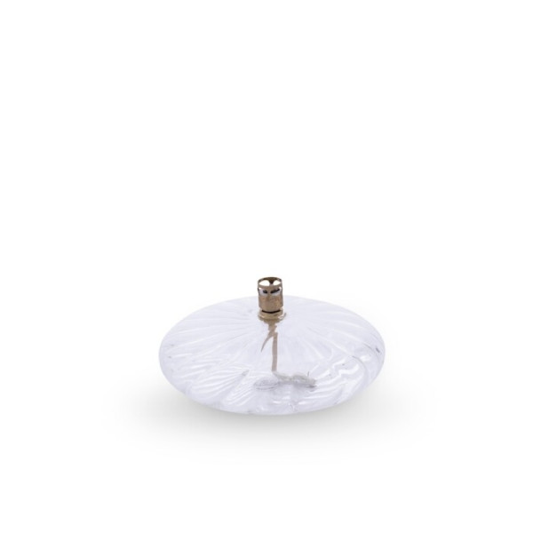 Lampe à huile transparente en verre strié