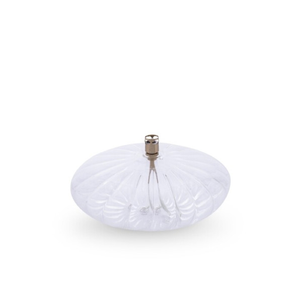 Lampe à huile en forme de galet en verre transparent strié