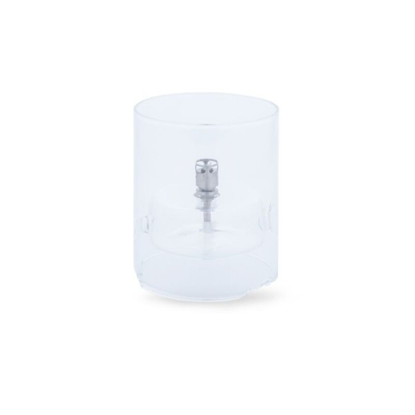 Lampe à huile en forme de disque avec un cylindre en verre tout autour