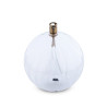 Lampe boule striée en verre transparent
