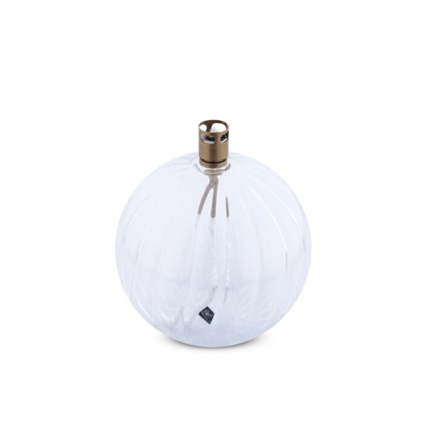 Lampe huile en verre strié transparent