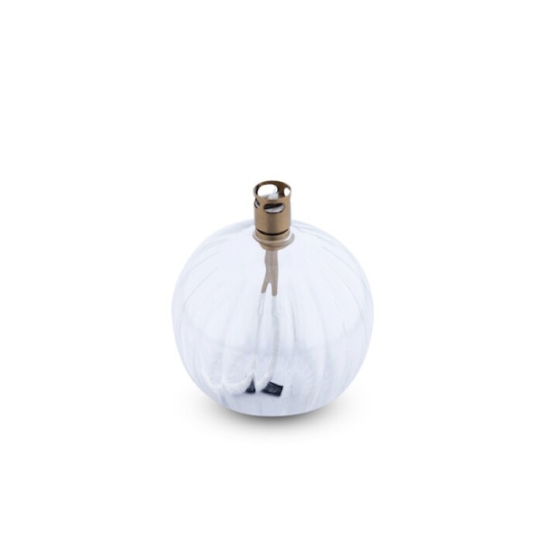 Lampe à huile striée en verre transparent