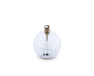Lampe à huile striée en verre transparent