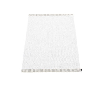 Tapis pvc tissé blanc bord ourlé