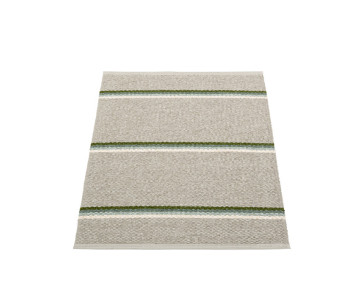 tapis pvc tissé gris à rayures larges vertes