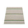 tapis pvc tissé gris à rayures larges vertes
