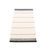 Tapis en PVC tissé, blanc avec fines rayures noires