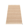 tapis pvc tissé beige à rayures différentes blanches