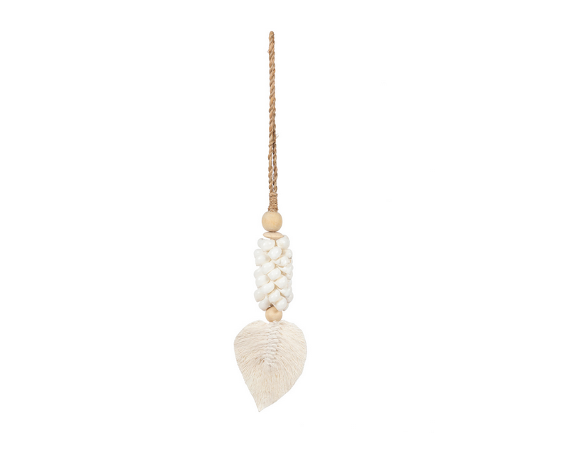 Pampille feuille et coquillages - Blanc