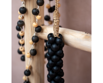 Pampille en perles bois et coton - 2 coloris