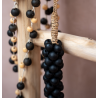 Pampille en perles bois et coton - 2 coloris