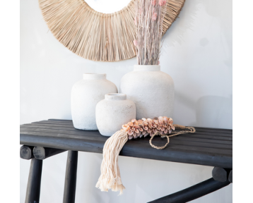 Pampille en coquillages roses et franges coton