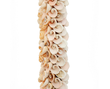 Pampille en coquillages roses et franges coton