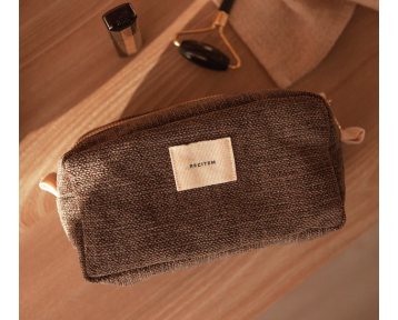 Trousse à maquillage en tissu charbon Cali – Recitem