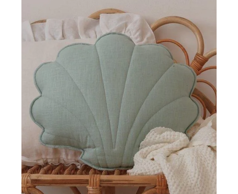 Coussin coquillage lin menthe