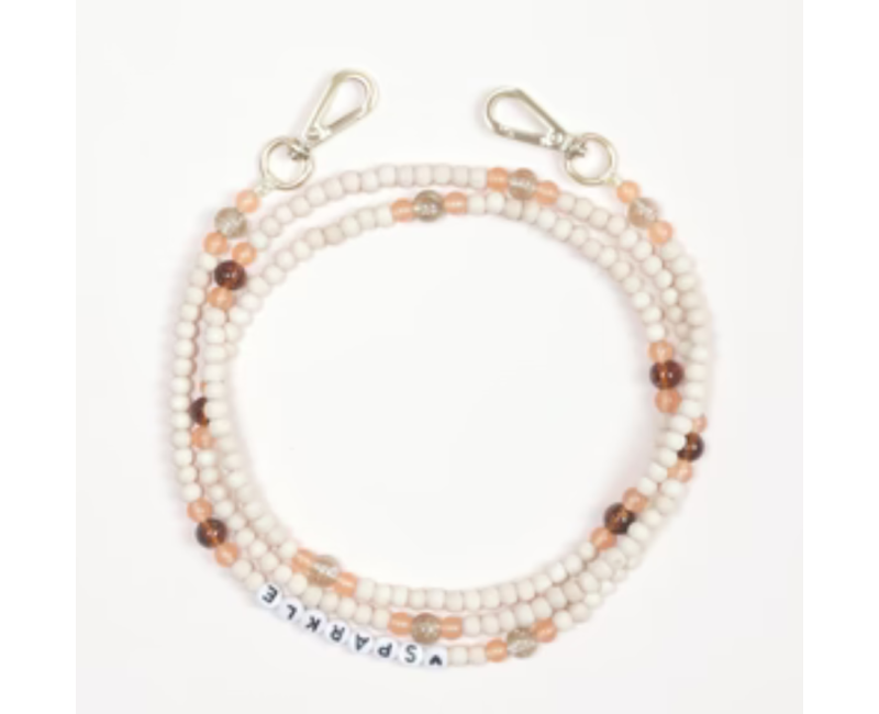 Bandoulière Arielle Sparkle en perles bois et brillantes – Louvini 125 cm Bandoulière Arielle Sparkle en perles bois et brillantes – Louvini 125 cm