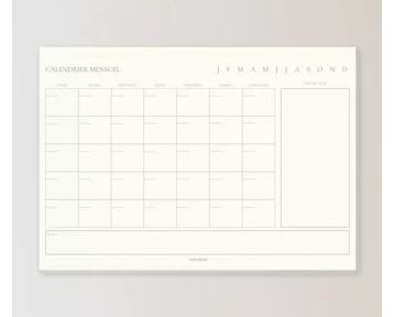 Bloc notes - planning mensuel