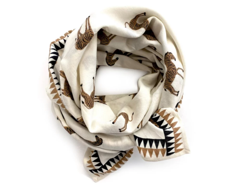 Grand foulard Apaches Latika Zèbre - Chocolat coco